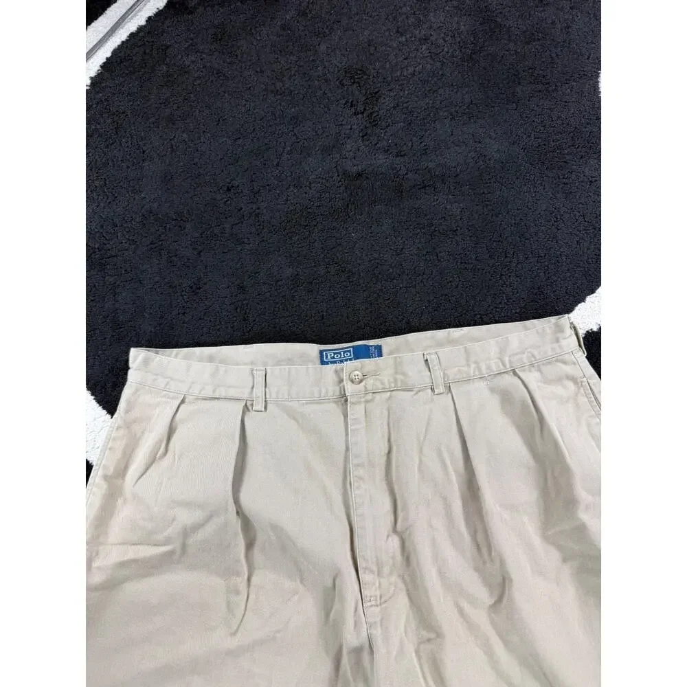 VINTAGE Polo Ralph Lauren Shorts Mens 40x6 Tan Chino Andrew Short Cotton Beach